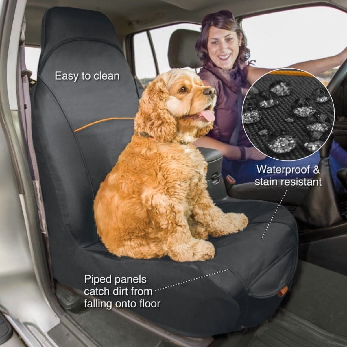 Kurgo Rover Bucket Seat Cover for Dogs, Black photo 2