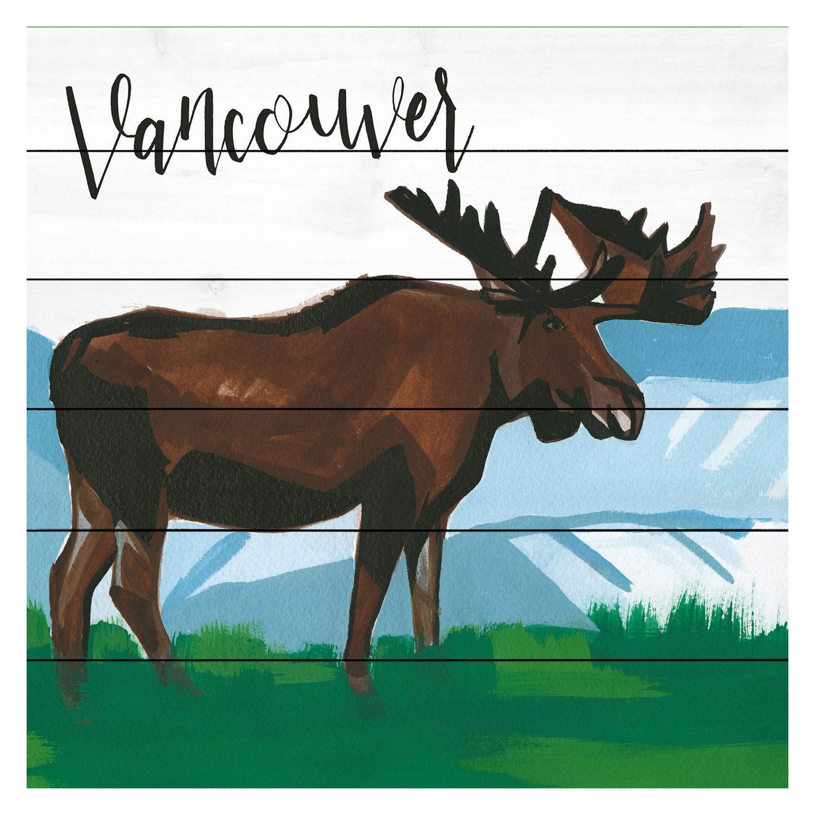 Marmont Hill "Vancouver Moose" by Molly Rosner Painting Print on White Wood