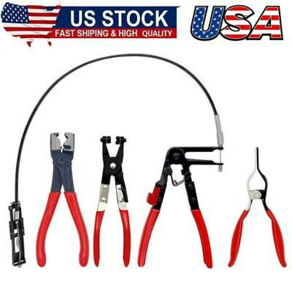 4PCS Hose Clamp Pliers, Spring Clamp Pliers, Self-Tightening Hose Clamps Remover