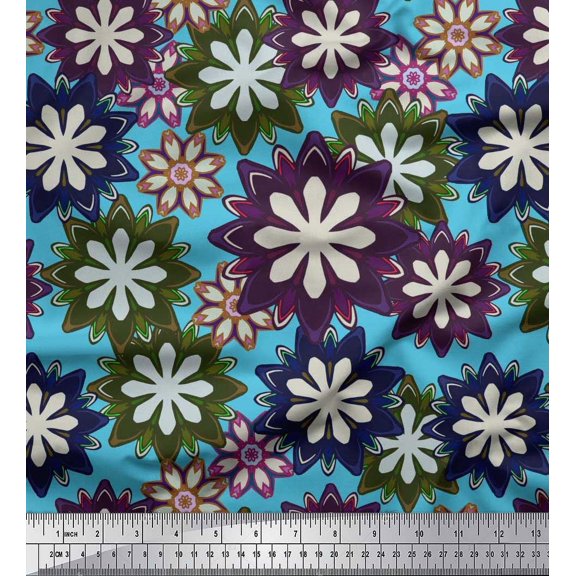 Soimoi Cotton Duck Fabric Artistic Floral Print Fabric by Yard 42 Inch Wide