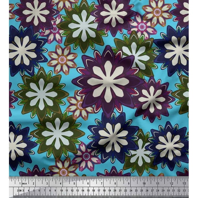 Soimoi Poly Georgette Fabric Artistic Floral Print Sewing Fabric Yard 52 Inch Wide