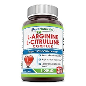 Pure Naturals L-Arginine / L-Citrulline 1000 Mg 120 (Best Arginine Supplement 2019)