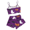 thumbnail image 4 of Tnhcen Women's Halloween Skeleton Print Cami Short Pajama Set Loungewear Sleepwear Comfortable Vacation Outfit S-2XL Purple, 4 of 5
