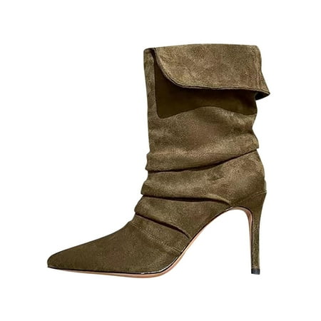 

Fsqjgq Leather Boots for Women Low Heel Lace Up Shoes Brands High Heels Designers Shoes for Women Pointed Thin Heel Women Boots Snow Boots Size 11 Green 38