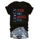 thumbnail image 1 of Independence Letter Print T-shirt, Short Sleeve Crew Neck Casual Top For Summer & Spring, Women's Clothing, 1 of 4