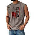 thumbnail image 2 of Patriotic Men's Sleeveless Tee with 250 Years Freedom Graphic and Classic American Flag Design Featuring Vintage Distressed Look Crew Neck Cut Light Brown L, 2 of 4