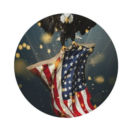 

Salouo North American Bald Eagle1 Print Round Coaster Drink Coasters Leather Bar Beer Beverage Coasters for Drinks Set of 4 for Tabletop Protection Coffee Table Decor