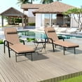 thumbnail image 6 of ALAULM Patio Chaise Lounge Sets Outdoor Armchair Recliner Rattan Adjustable Back 3 Pieces Cushioned Patio Folding Chaise Lounge with Folding Table, 6 of 8