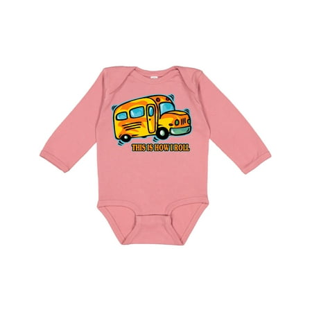 

Inktastic How I Roll School Bus Gift Baby Boy or Baby Girl Long Sleeve Bodysuit