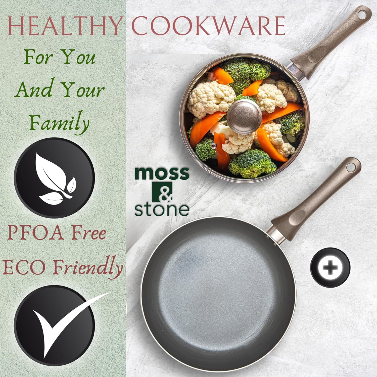Moss & Stone 6 Piece Gray Nonstick Aluminum Cookware & Kitchen Set