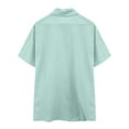thumbnail image 6 of DDAPJ pyju Men's Casual Button Down Shirts Short Sleeve Cotton Linen Shirt Summer Beach Shirt Fashion Vacation Blouse with Double Pockets Summer Savings Mint Green XXL, 6 of 7