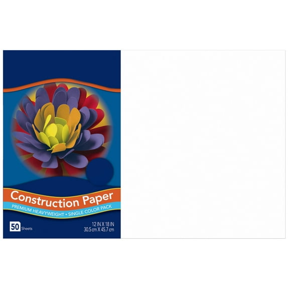 Recycled Construction Paper 12x18 Inches, 50 Sheets White, Acid Free Fade Resistant, Heavyweight Craft Paper for Classroom Projects