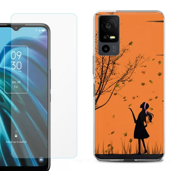 OneToughShield ® for TCL 40 XE 5G Shockproof Fashion Phone Case, with Tempered Glass Screen Protector - Autumn Leaf