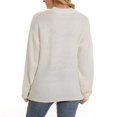 thumbnail image 3 of Vedolay Womens Sweaters Womens Casual Turtleneck Long Sleeve Striped Side Slit Pullover Sweater,White XL, 3 of 4