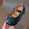 thumbnail image 5 of Girls Bow Decor Mary Jane Flat Shoes with Heart Buckle Scalloped Edge Soft Sole Dress Shoes Cute Princess Shoes, 5 of 9
