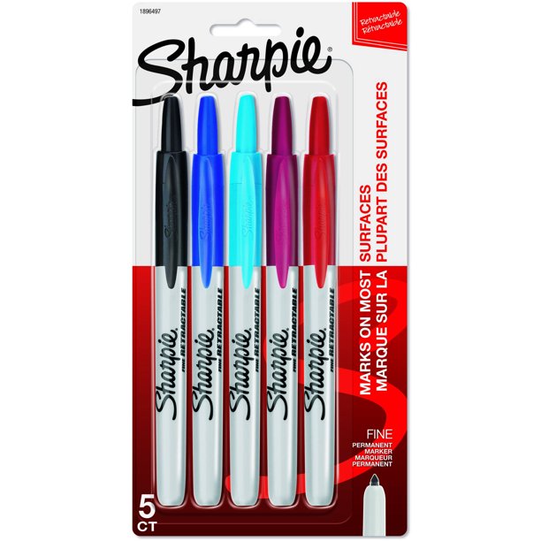 Sharpie Retractable Assorted 5/Pack