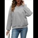 thumbnail image 3 of Sudadera con Capucha para Mujer, de Gran Tamaño, con Cuello en V, Informal, Cómoda, Básica, Moda de Otoño 2025. Gris L, 3 of 10