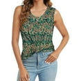 thumbnail image 4 of Women's Boho Floral Print Tank Tops Sleeveless Round Neck Flowy T Shirt Casual Tees Multicolor,L, 4 of 5