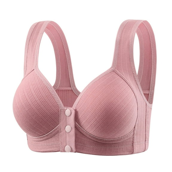 Fsqjgq Cotton Bras for Women Plus Size Comfort Underwear Front Closure Full Coverage Wireless Bras Seamless Back Support Push Up Bra Bralettes Everyday Bra 42
