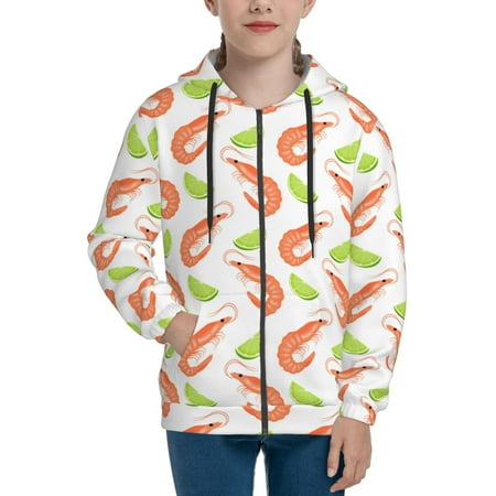 

Hoodies for Women Red Shrimp Lime Print Long Sleeve Sweatshirt Drawstring Zip Up Hoodie with Pockets Teen Girl Clothes