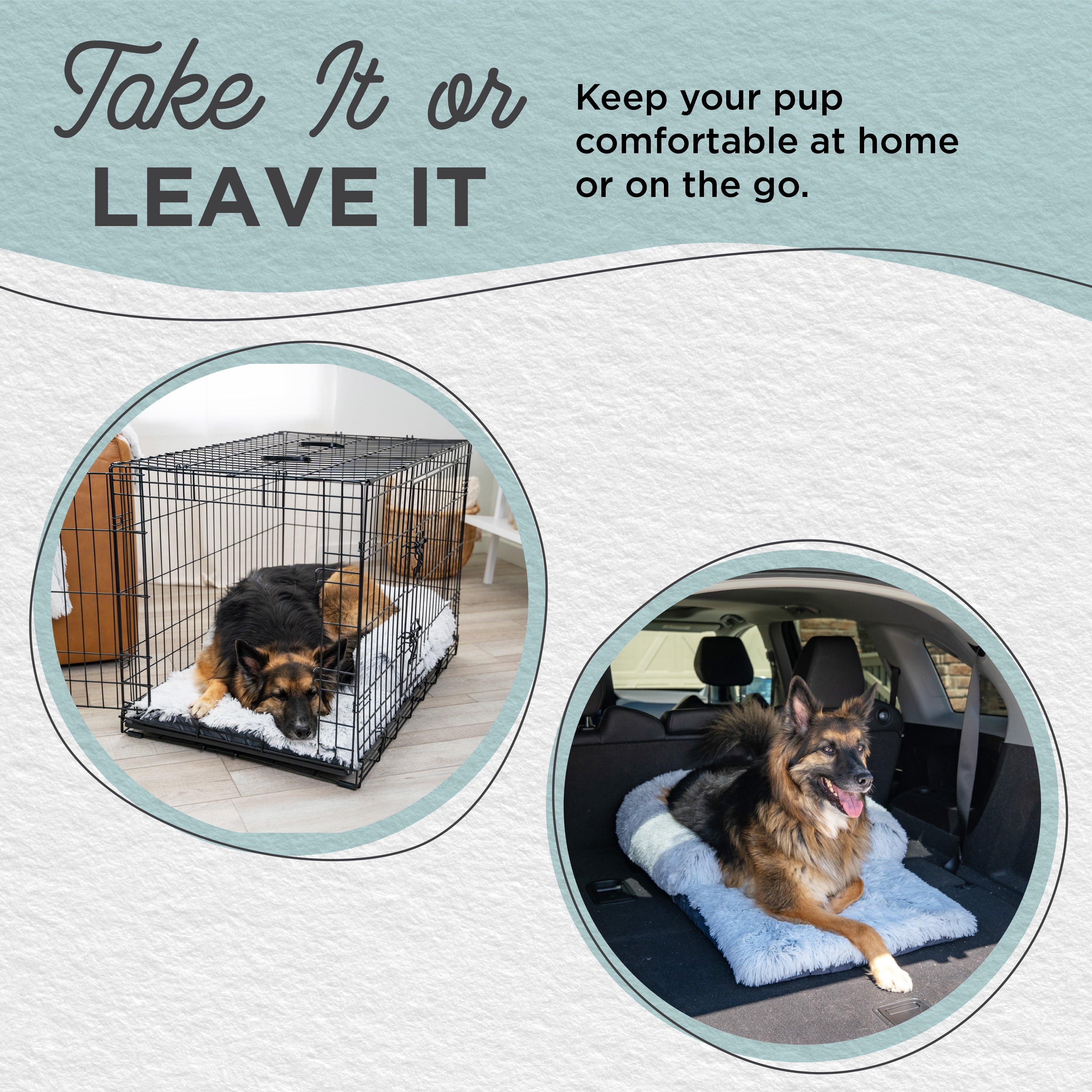 Best Friends by Sheri Nap Mat Dog Bed with Bolster - Washable Crate Pad and Removable Cover, Frost, 36x21