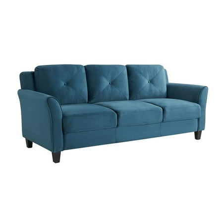 Bowery Hill Transitional Stationary Sofa in Blue Fabric Upholstery