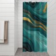 thumbnail image 2 of Teal and Gold Marble Glitter Waves Pattern Shower Curtain 36"x72" ,Bathroom Decorative Shower Curtains Set with 12 Hooks,Modern Waterproof Washable Shower Curtain, 2 of 6