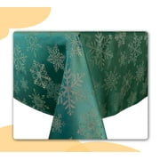 Fancy Metallic Snowflake Christmas No-Iron Soil Resistant Fabric Holiday Tablecloth