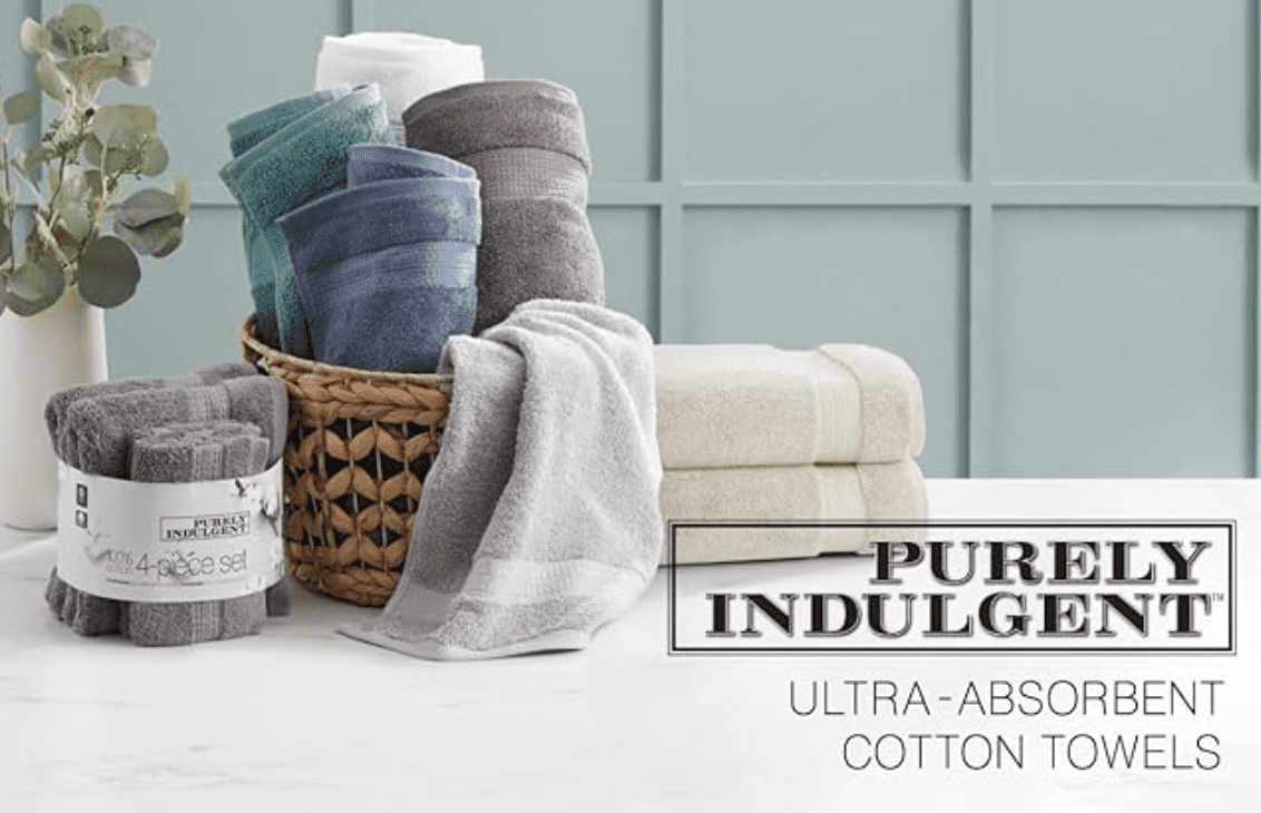 Purely Indulgent 100% Hygrocotton Towel 4 Piece Hand Towel Wash Cloth White