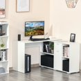 thumbnail image 1 of YYAO Convertible L-Shaped Computer Desk, Home Desk with Storage Shelf and Drawer Cabinet, White, 1 of 8