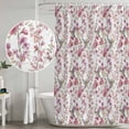 thumbnail image 5 of Pink Beige Flowers Shower Curtain, Waterproof Shower Curtains for Bathroom, Spring Floral Elegant Pastoral Botanical Washable Fabric Bathtub Curtain Set Bath Decor with 12 Hooks 48"x72", 5 of 8