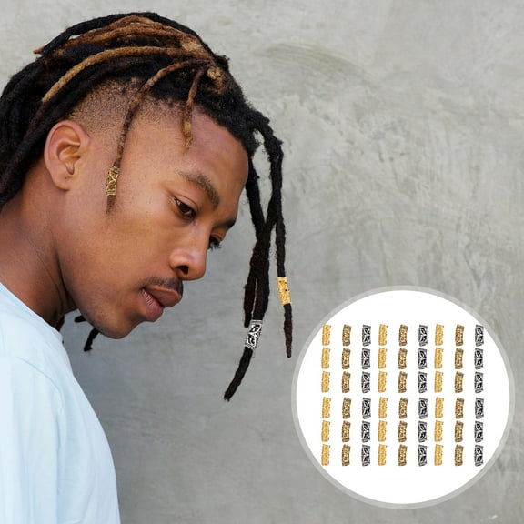 Luxshiny 48Pcs Dreadlocks Rings Metal Hair Jewellery for Party Friend