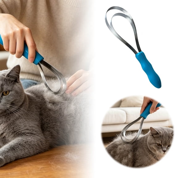Dual Sided Shedding Blade for Dogs Cats Horses, Stainless Steel De Shedding Tool for All Coat Types, Pet Grooming Brush with Soft Touch Grip, Blue Pet Supplies, 12.2Inch