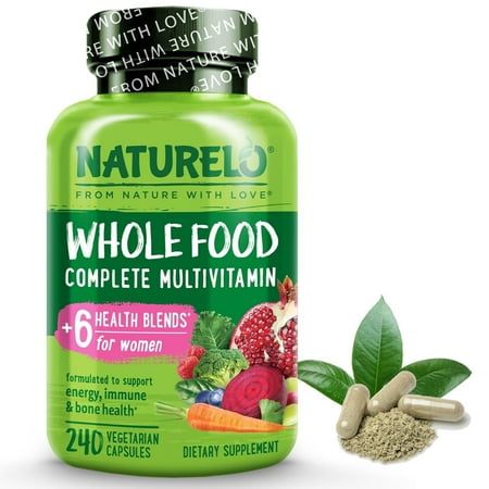 NATURELO Whole Food Multivitamin for Women - with Vitamins, Minerals, & Organic Extracts - Supplement for Energy and Heart Health - Non GMO - 240 Vegan Capsules