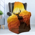 thumbnail image 4 of Antlers Soft Flannel Fleece Throw Blanket, Deer at Sunset Adventure Wildlife Panoramic Valley Hill Silhouette, Cozy Plush for Indoor and Outdoor Use, 50" x 70", Burnt Sienna Marigold, by Ambesonne, 4 of 5