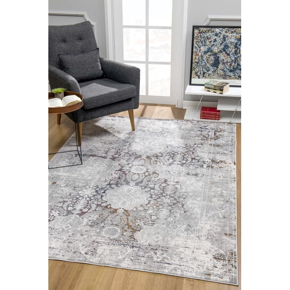 Rug Branch Transitional Abstract Grey Beige Indoor Area Rug - 8x10