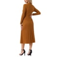 thumbnail image 3 of INSPIRE CHIC Women's Fall Dresses Long Sleeve Round Neck Knit A-Line Casual Midi Dress XL Caramel, 3 of 6