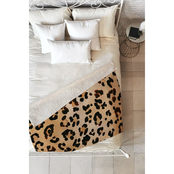 Society6 Amy Sia Animal Leopard Brown Sherpa Fleece Blanket