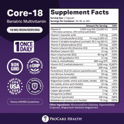 ProCare Health | Core-18 Multivitamin | 18mg Iron | Capsule | 30 Count | 1 Month Supply