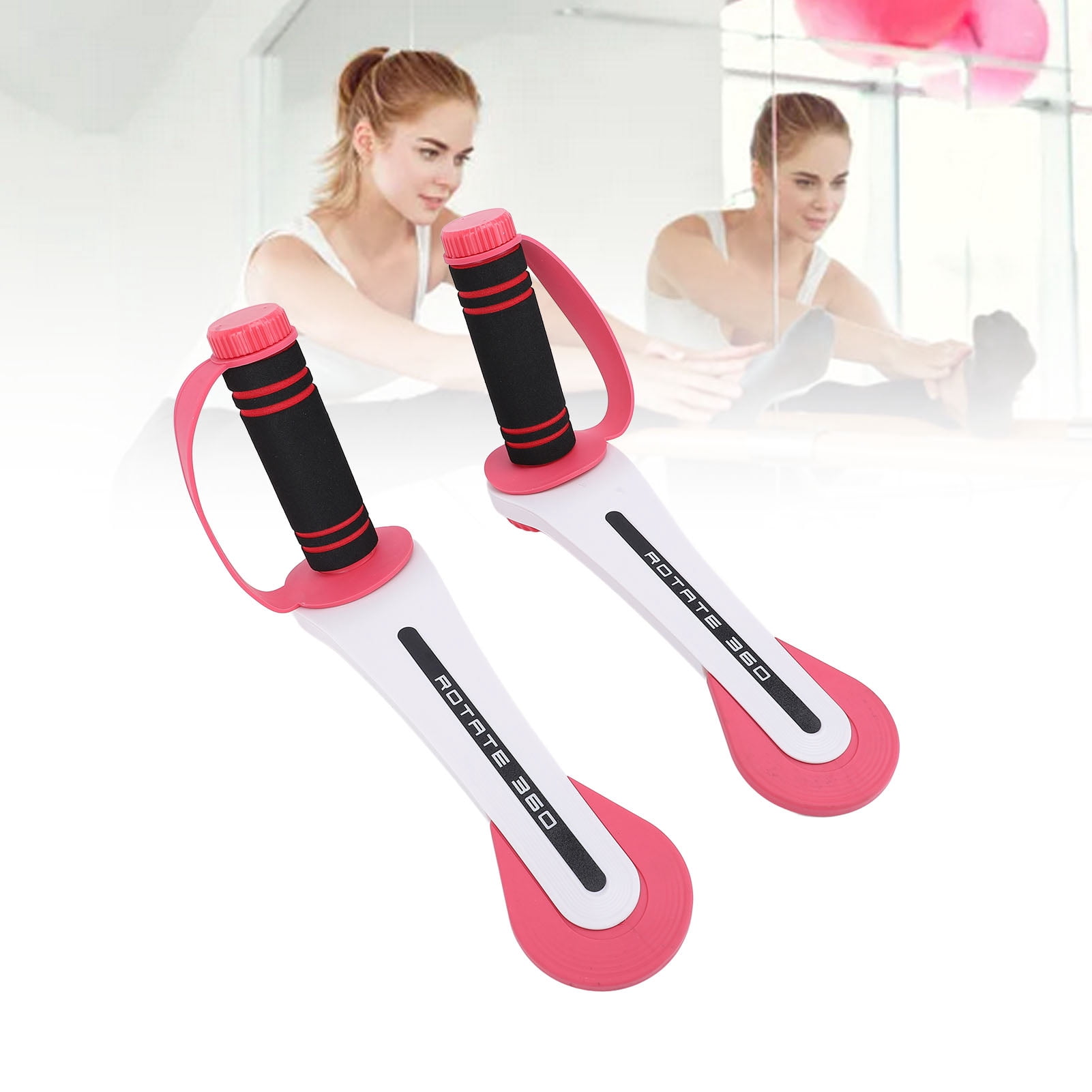 BIMZUC Women's Adjustable Hand Cranked Dumbbells Set Rotating Arm Muscle Training Fitness Equipment 12.60 inches / 32 cm (Pink/White)