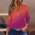 thumbnail image 2 of Jewelreauty Tunic Tops for Women Elbow Length Notch Neck Casual Button Blouses Summer Casual Tees, 2 of 5