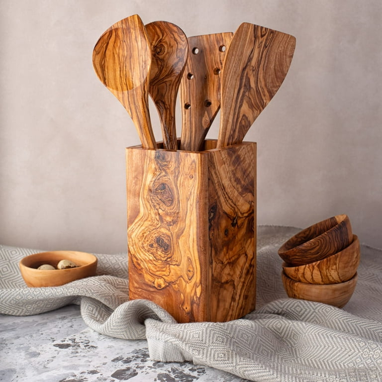 Personalized Olive Wood Utensils (Set of 6) - Forest Decor
