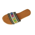 thumbnail image 2 of Hoshose Women's Boho Style Embroidered Flat Sandals Slide Sandals Fashion Flat Beach Slippers, 2 of 8