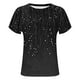 thumbnail image 5 of Camiseta de Manga Corta de las Mujeres de Cuello Redondo de Impresión Casual Top de las Señoras, Poliéster Ligero para el Hogar Diario Y Cómodo, 5 of 8