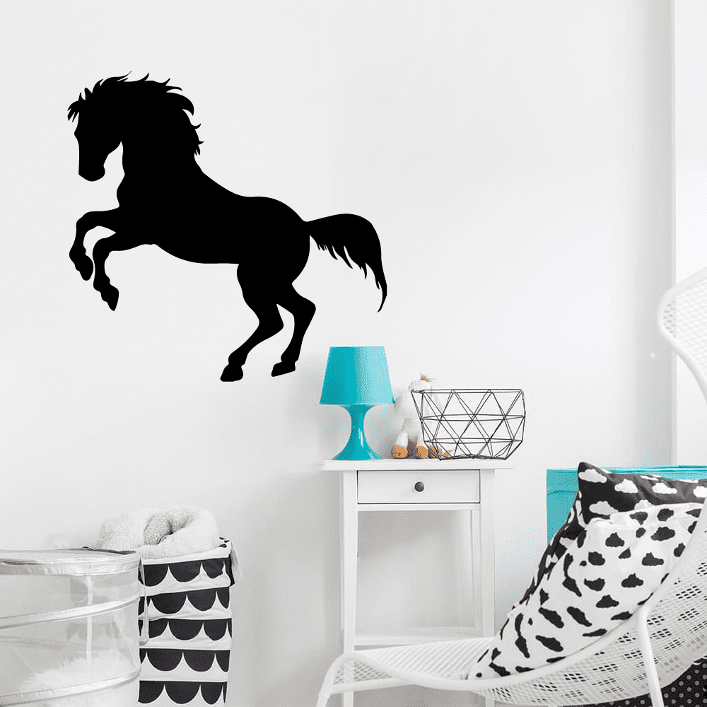 Cowboy Horse Cool Horse Large Horse Stock Horse Silhouette Drawing Vinyl Wall Art Sticker Wall Decal Home Kids Room Study Room Boys Wall Décoration Design Wall Décor Decal (20x18 inch) -