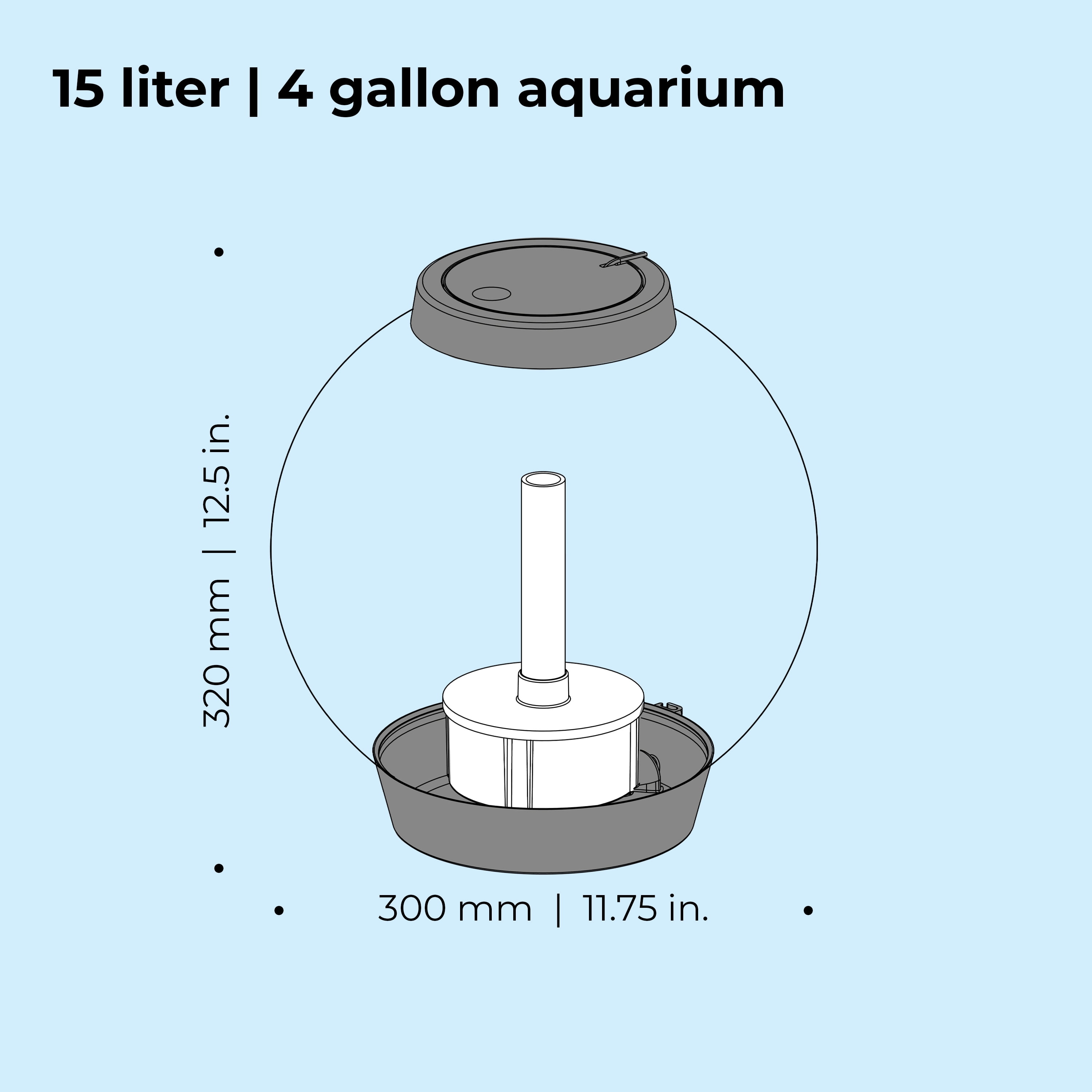 biOrb CLASSIC 15 Aquarium with MCR Light - 4 gallon, silver