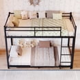 thumbnail image 4 of Leumius Bunk Bed Twin Over Twin, Metal Twin Size Bed Frame with Safety Guardraild for Boys Girls, Junior, Low Profile Space Saving Design,Black, 4 of 13