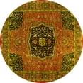 thumbnail image 1 of Ahgly Company Machine Washable Indoor Round Persian Yellow Traditional Area Rugs, 3' Round, 1 of 4