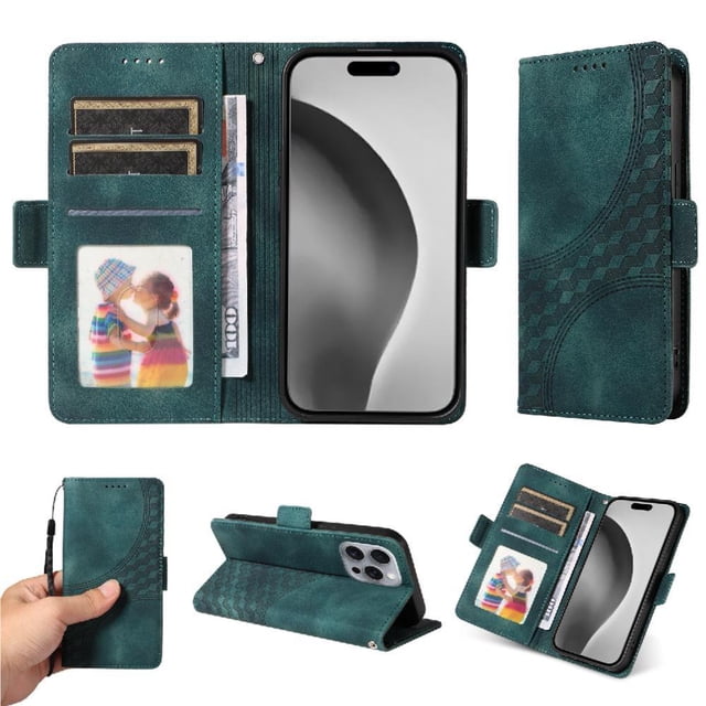 Funda GANGXUN para iPhone 16 Pro Max con diseño acolchado elegante, cuero PU, protección total y ajuste preciso