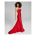 thumbnail image 3 of B DARLIN Womens Red Zippered Fitted Small Train Adjustable Straps Spaghetti Strap Cowl Neck Full-Length Evening Gown Dress Juniors 13\14, 3 of 4